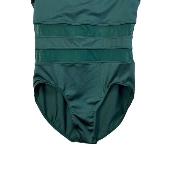 balera size MA Round Collar Lustre Leotard GREEN - Picture 3 of 16
